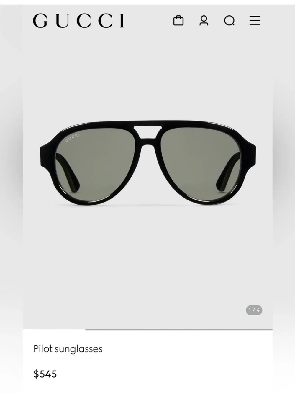 GUCCI Black Pilot Aviator Sunglasses GG0688S 001 | Retail $545